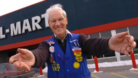 75, Wal-Mart greeter at the Bovaird and Highway 10 store in Brampton To go